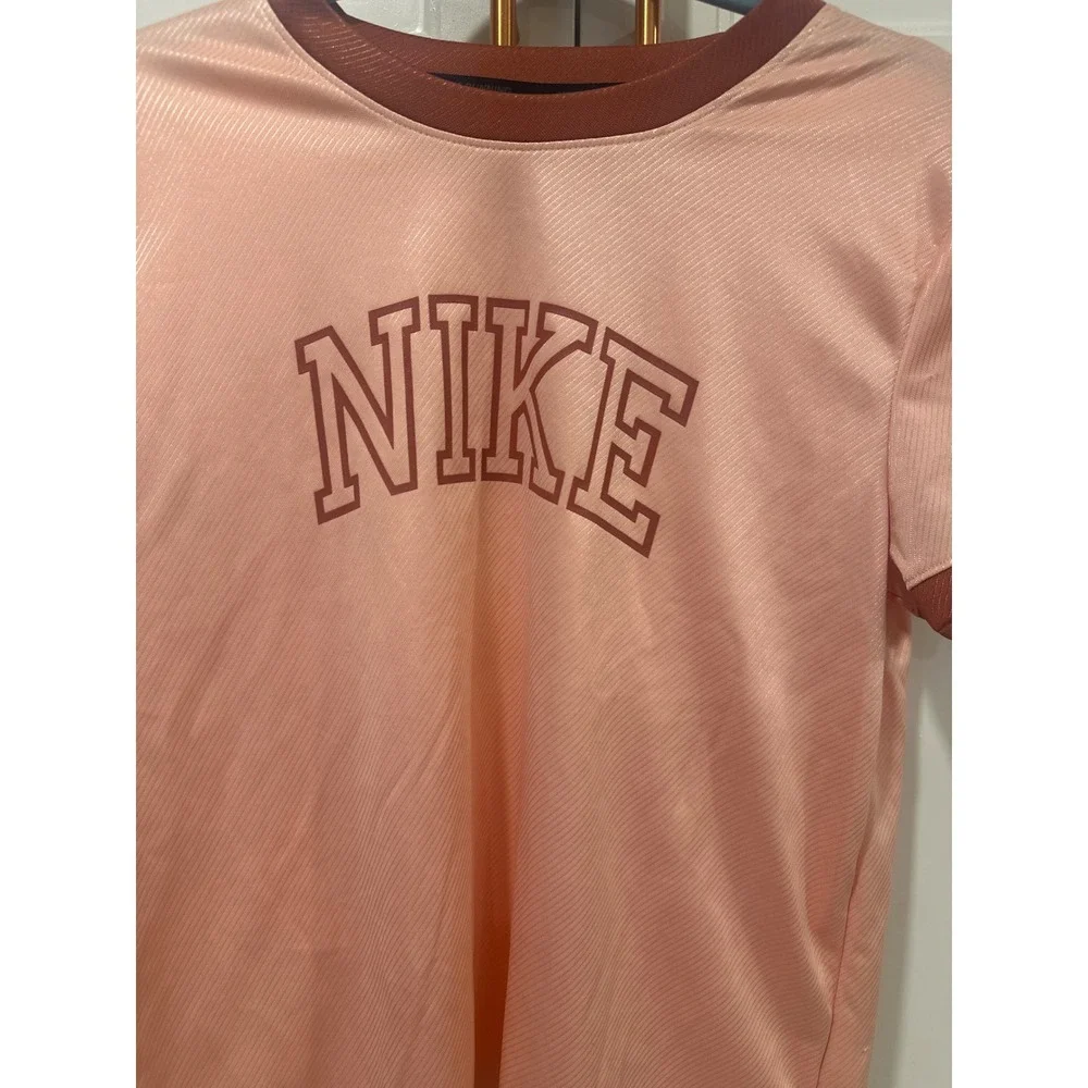 Nike Dri FIT Team Peach Ringer T Shirt Womens Medium Athletic Top - Picture 2 of 6